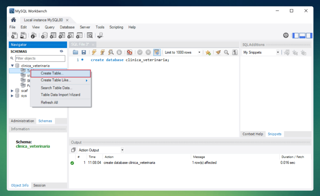 CREAR TABLAS EN MYSQL